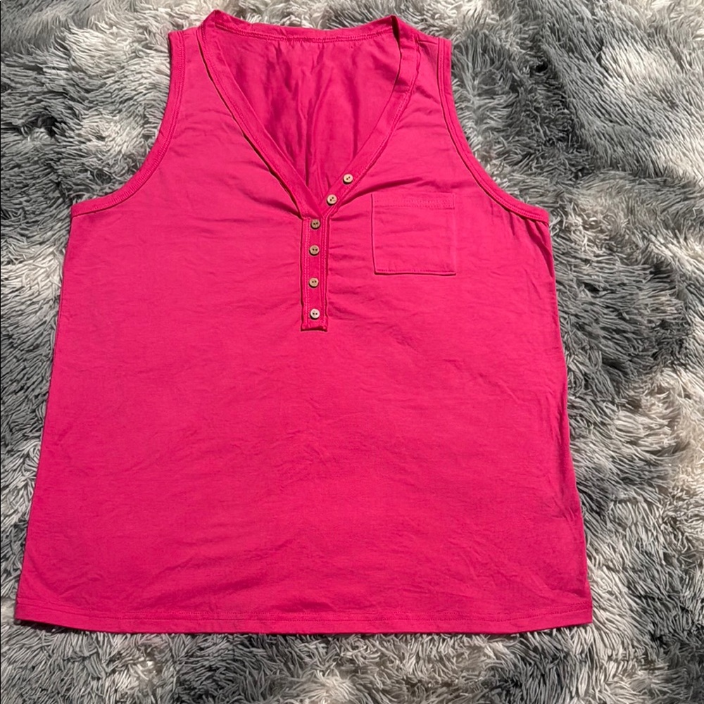 Pink Sleeveless Polo Tank Top